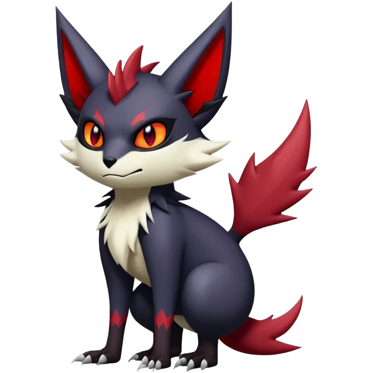 Vampiric feral emo dark Zangoose-Litten-Noibat-Fakémon-hybrid-creature (full body) emoji