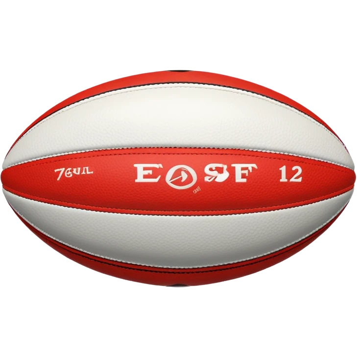 australian rules football ball with equal sized horizontal red, white, black stripes emoji