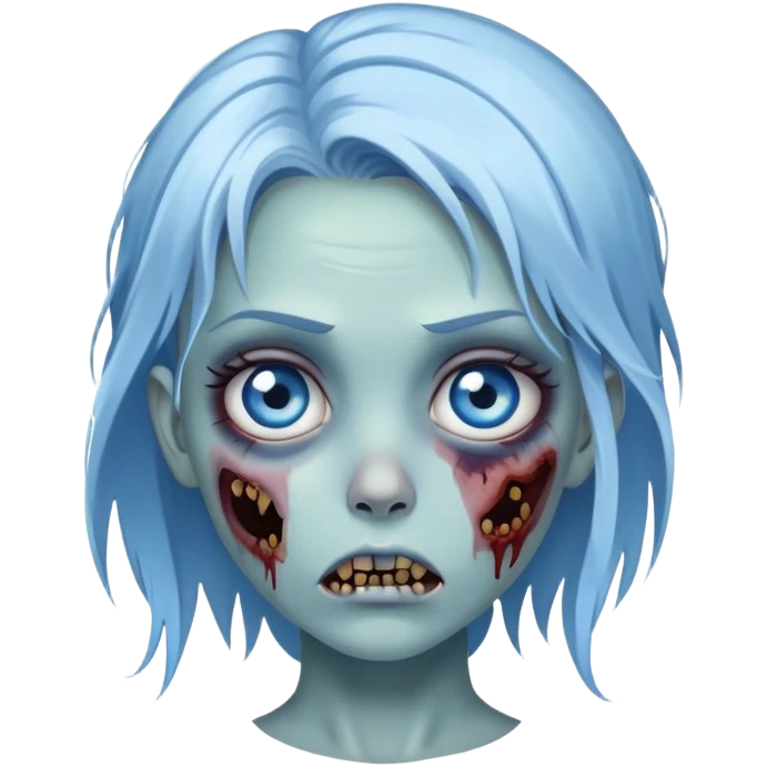 Zombie girl and Hair blue and eyes blue  emoji