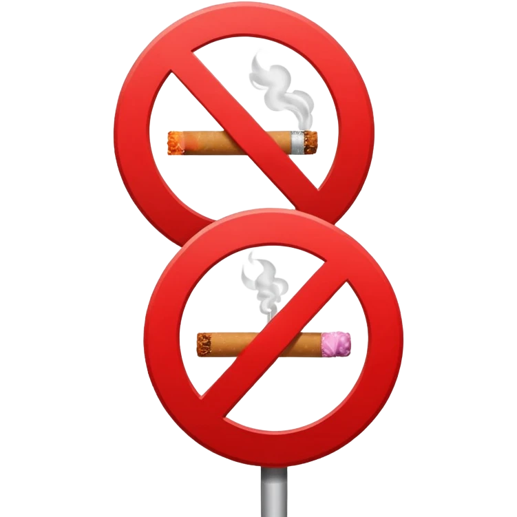 minimalist stop sign with cigarette, vape behind the stop sign in the middle. emoji