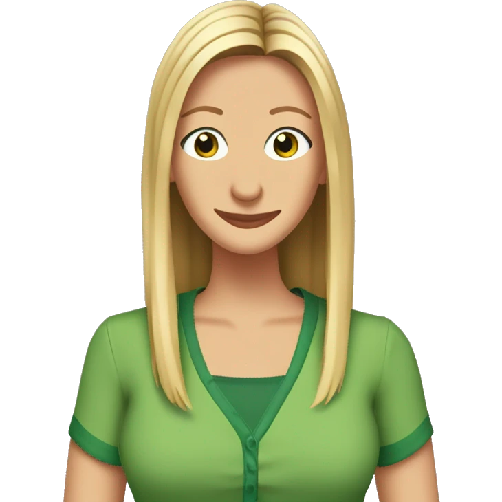 Phoebe Buffay from Friends with green eyes wearing colourful clothes emoji