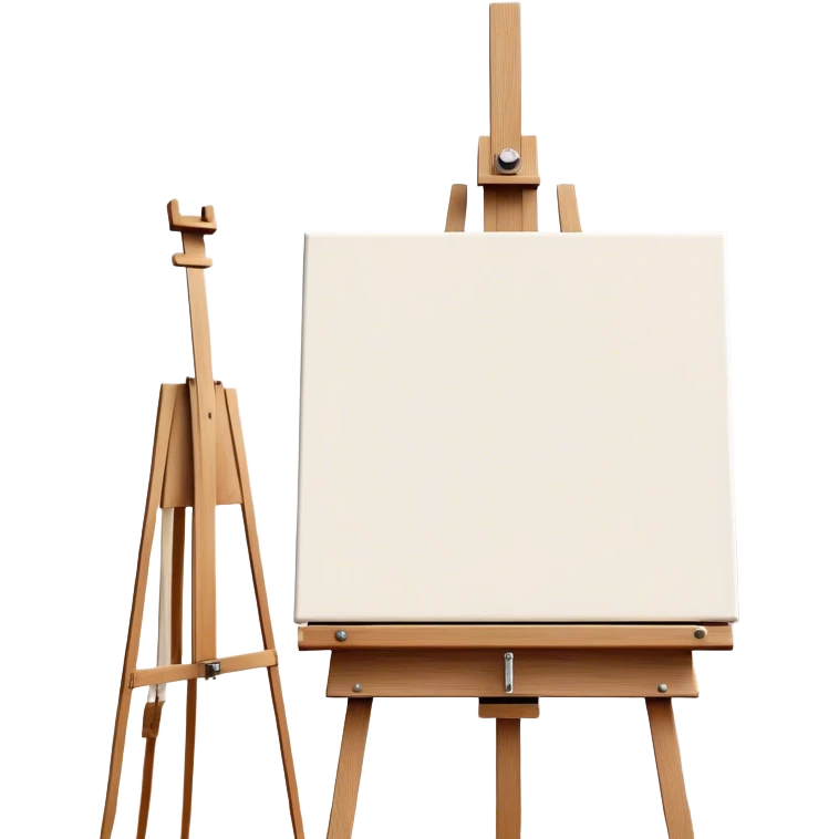 Cinematic Realistic image of a pristine canvas mounted on a sturdy wooden easel, with the canvas’ smooth surface and the easel’s detailed grain rendered in soft natural light, evoking a quiet moment of creative anticipation emoji
