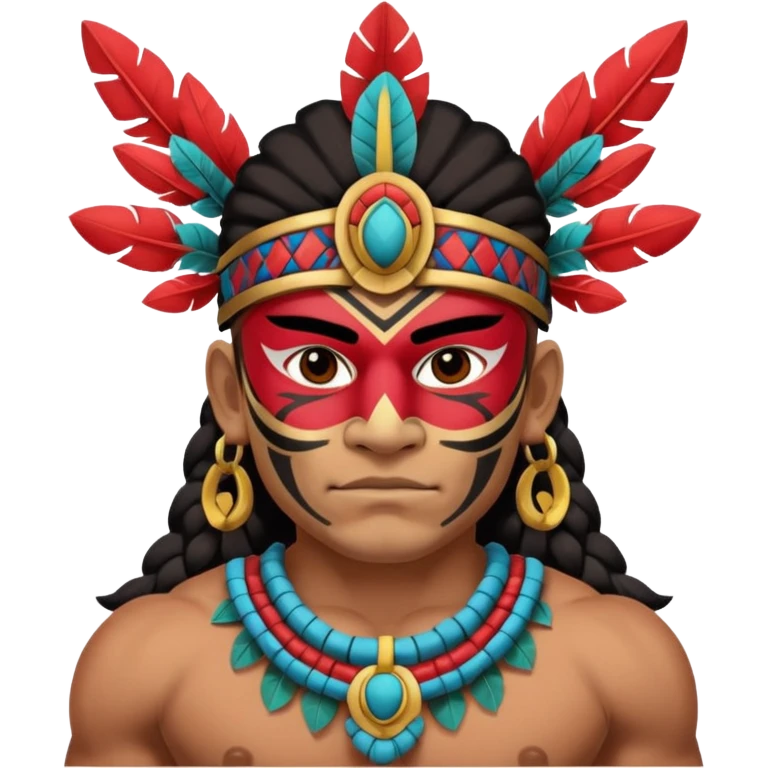 face full maya masked tradational mayan warrior half boudy emoji