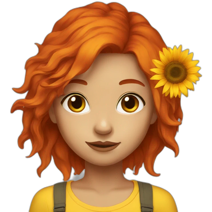 sunflower red hair girl emoji
