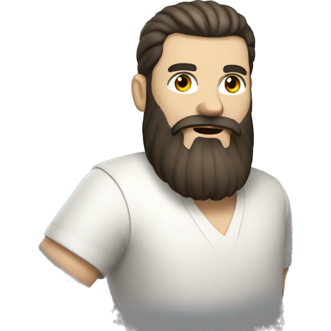 Rotund Bearded man bowling, dark beard, white skin tone,   emoji