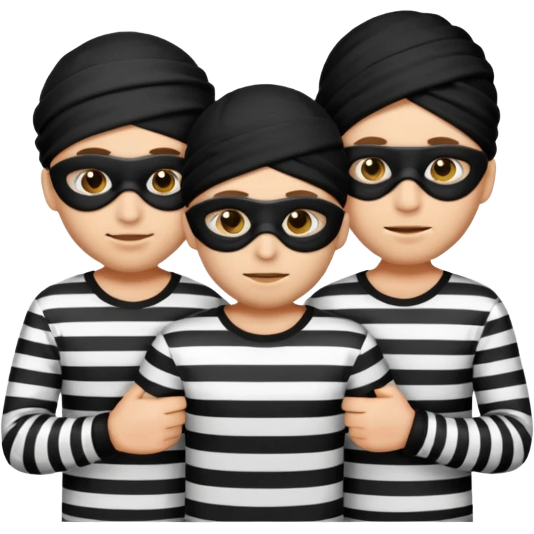3 theif robbers emoji,Stripped shirt,eye mask, black head. emoji