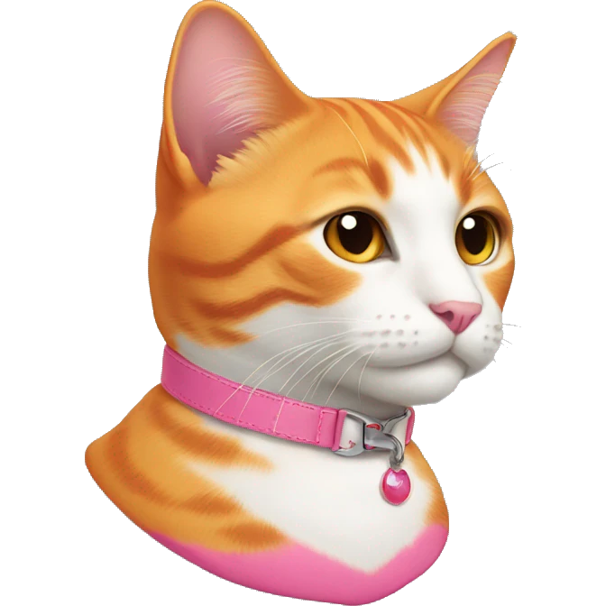Orange cat with pink collar emoji