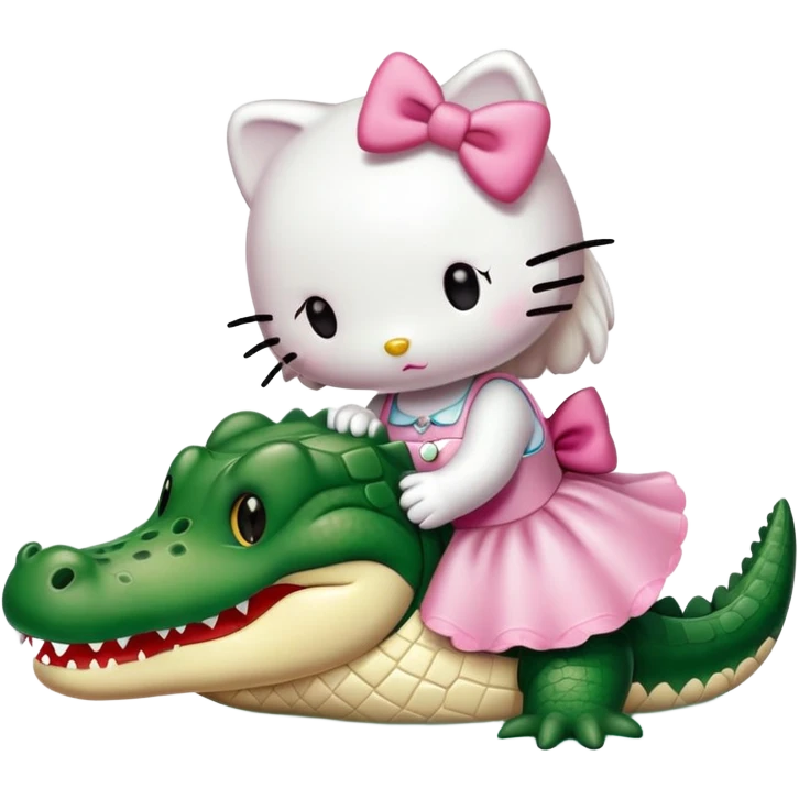 Hello Kitty, kissing an alligator emoji