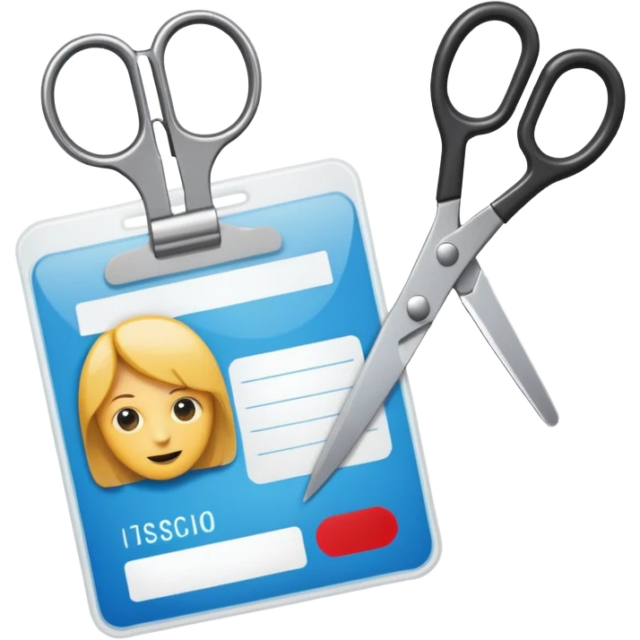 Scissors cutting ID card emoji