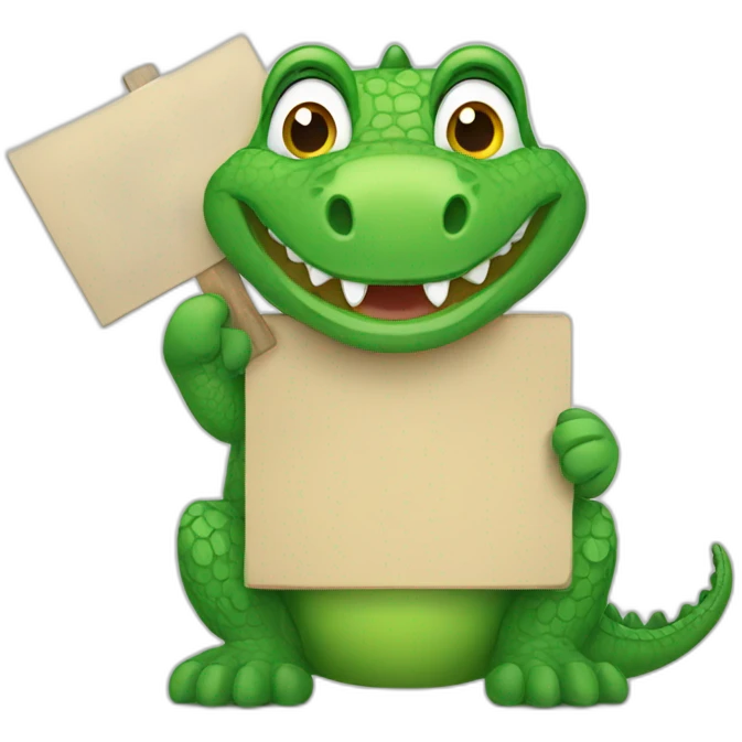 Cute crocodile Holding a Sign emoji