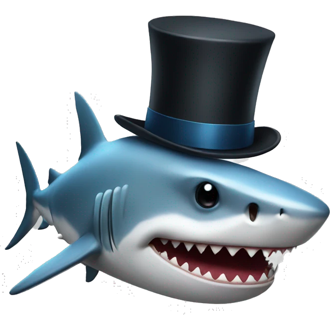 Shark with a top hat emoji