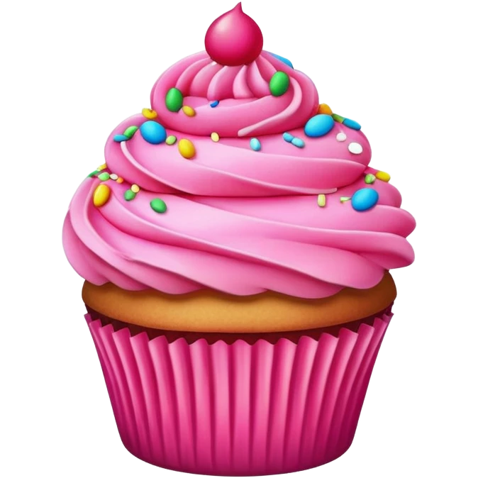 cupcake with bright pink frosting and sprinkles emoji