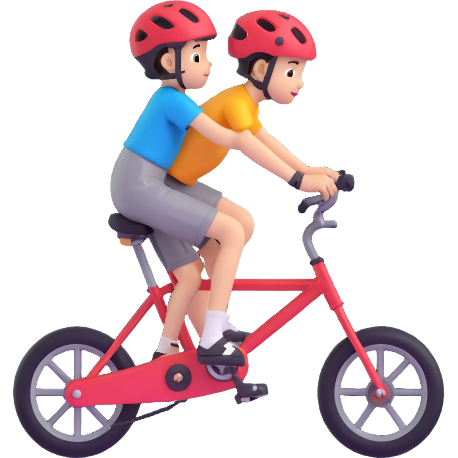 cute kid bike, two main wheels and two smaller support wheels emoji