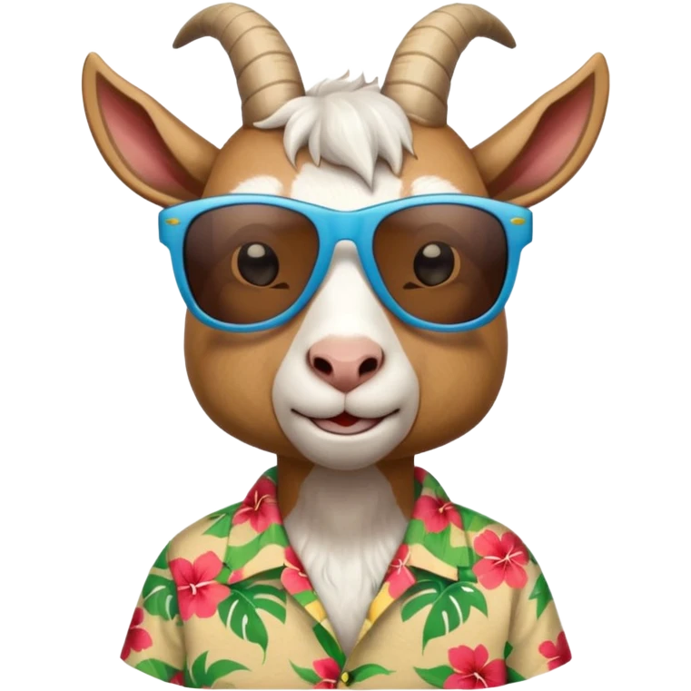 A goat with Hawaiian style in the beach emoji