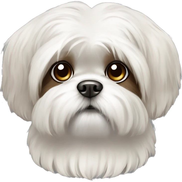 fluffy dog ​​of the Shih Tzu breed, white and milky color with brown eyes emoji
