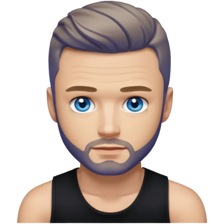 Justin Timberlake blue eyes, dark blonde hair, black tank top emoji