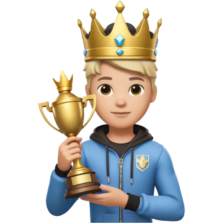 Fait moi une miniature YouTube avec un soin fortnite qui tien un tropher emoji