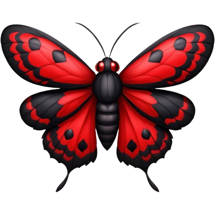A sexy black and red moth with glowing red eyes emoji