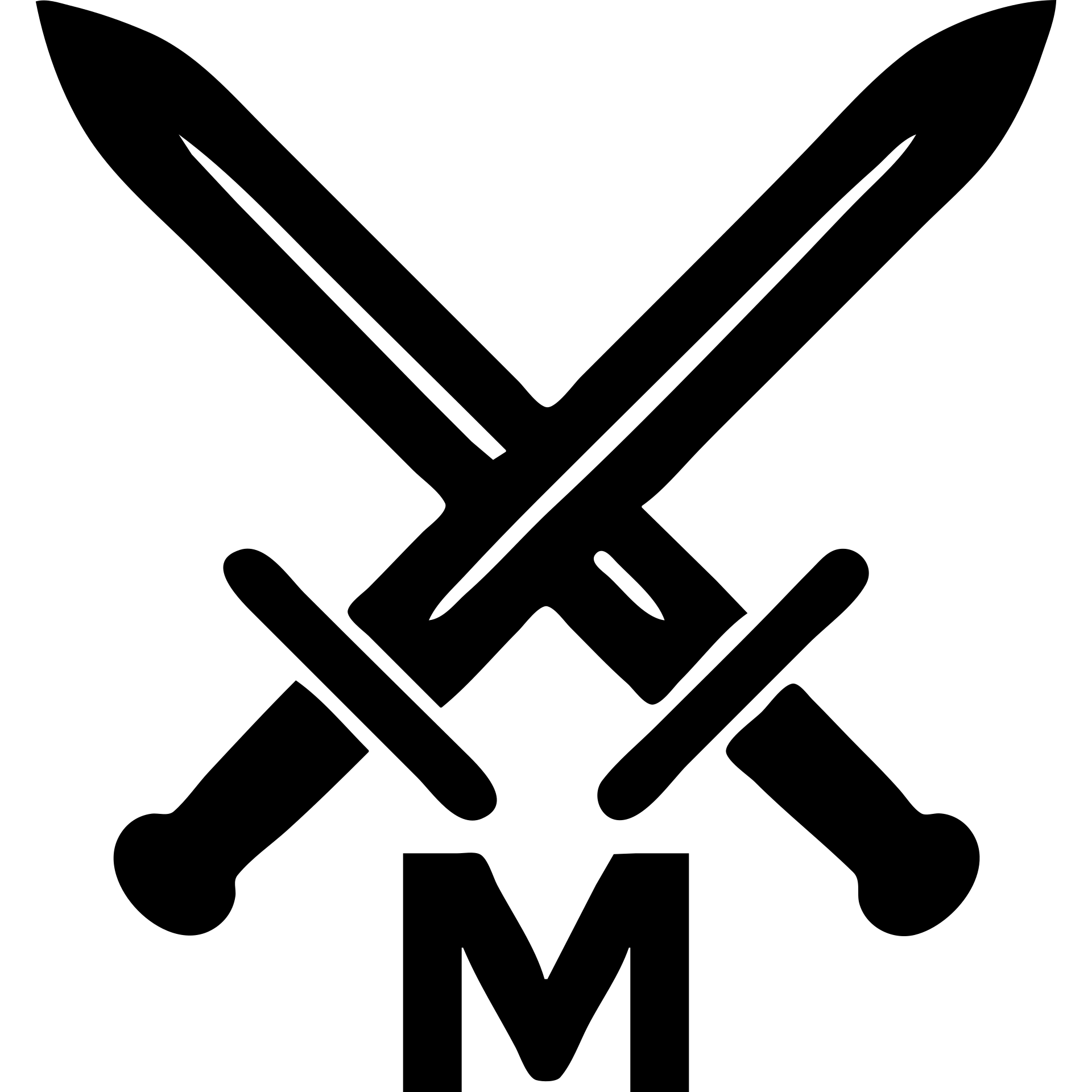 two crossed swords with the letter M emoji