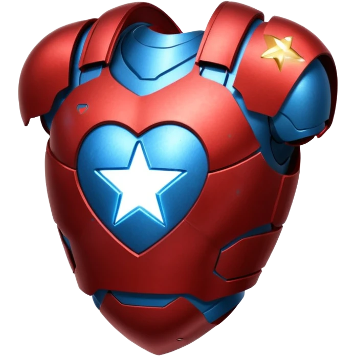 A red Iron Man armor heart with a glowing blue star in the center emoji