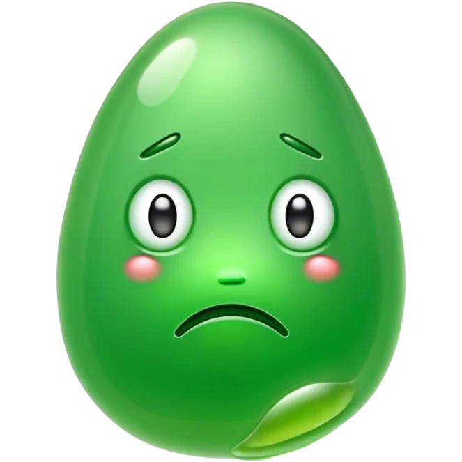 Green jelly bean sad face emoji