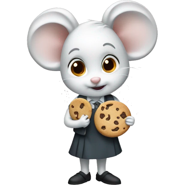 white skin girl teacher mouse eating cookie emoji