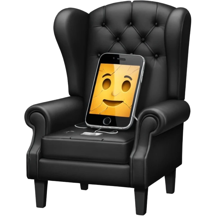 a phone in a chair looking sad emoji