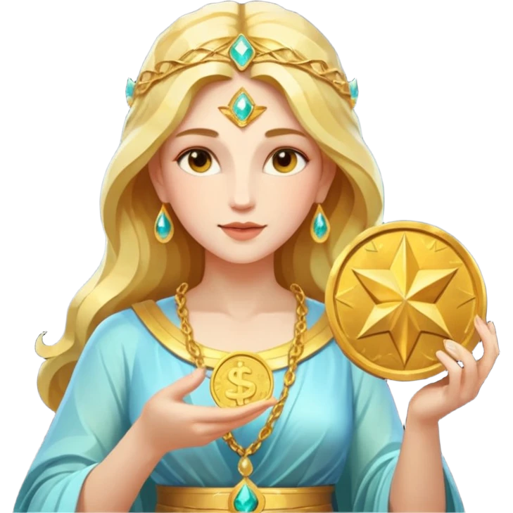 Goddess Golden Coin Magic Fantasy Low Poly emoji