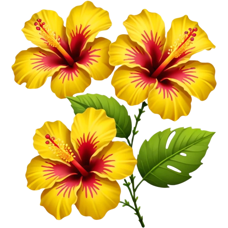 Two flowers of hibiscus yellow and red  emoji