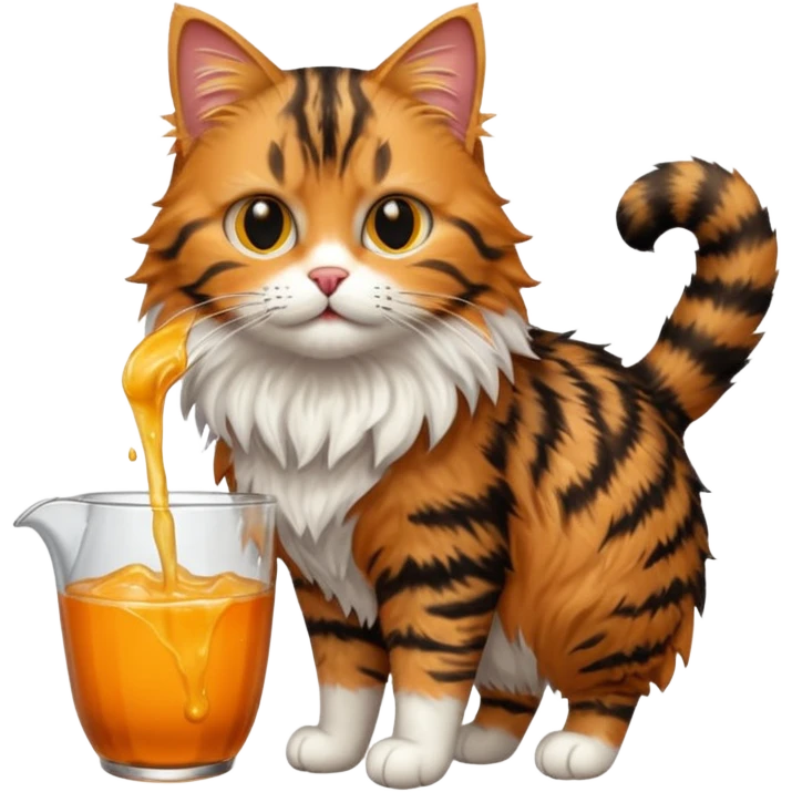 a pouring tabby cat emoji