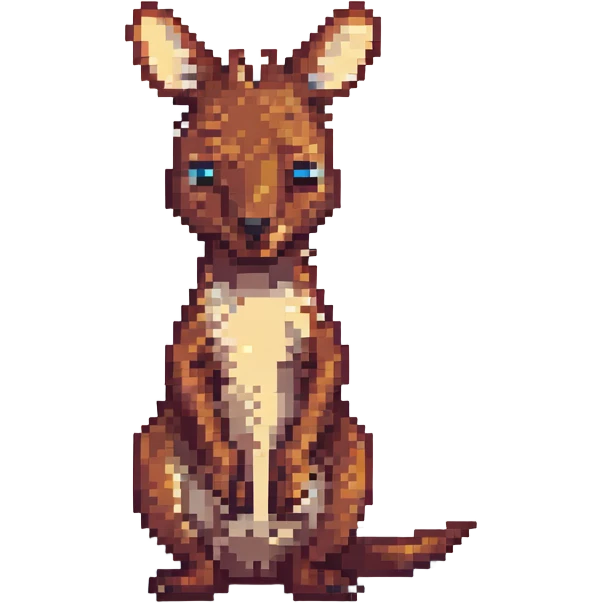 kangaroo touching its head with a doubtful face, pixel art style emoji