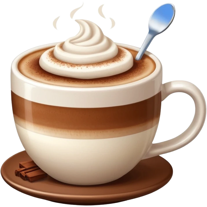 Cappuccino with frothy milk and a sprinkle of cocoa on top emoji