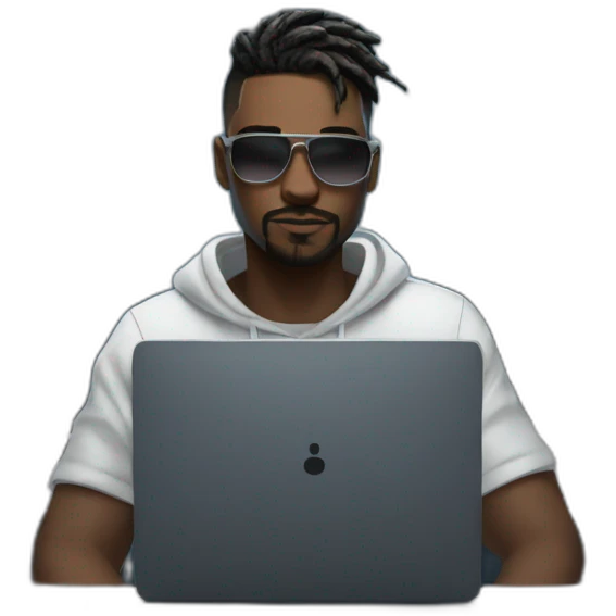 a male is coding at his cyberpunk room emoji