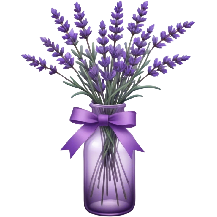 A vintage glass bottle, filled with delicate lavender stems in varying shades of soft lilac and deep aubergine, is adorned with a hand-dyed violet ribbon tied into a gentle bow. The light filters through the dusty glass, casting shadows of lavender sprigs onto the lace-covered surface, as if capturing a fleeting moment of serenity.






 emoji