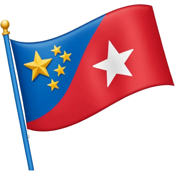 Bandeira vermelha, com uma faixa branca na diagonal cortando toda a bandeira, e uma estrela azul no meio emoji