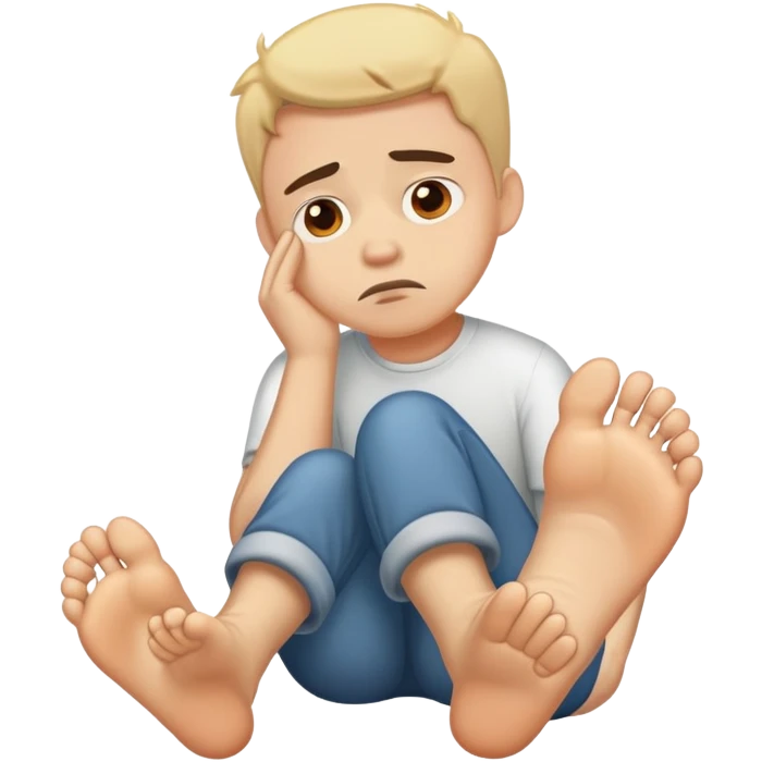 Sad, distraught and upset with big feet emoji