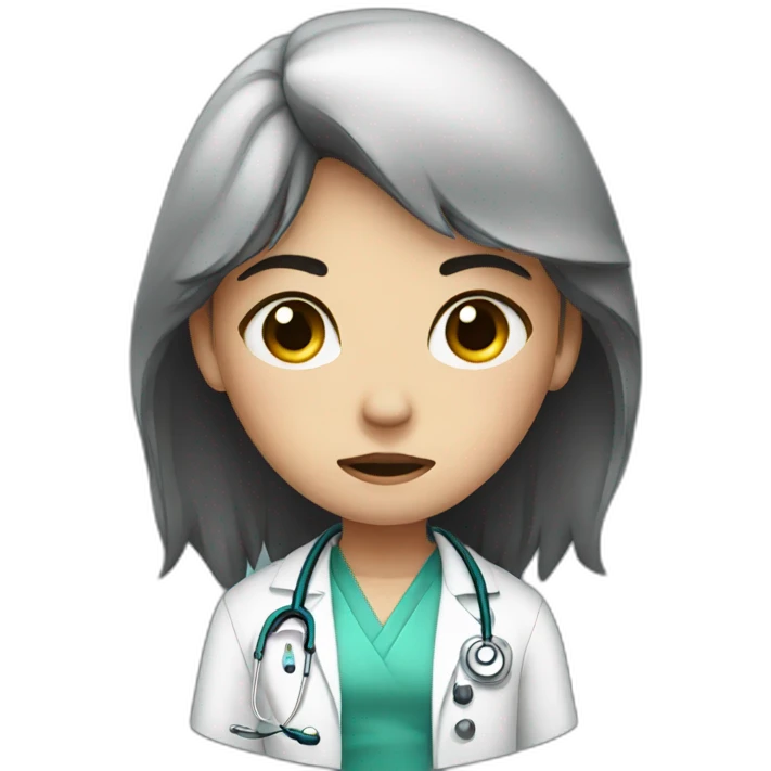 crying doctor girl with dark hair emoji