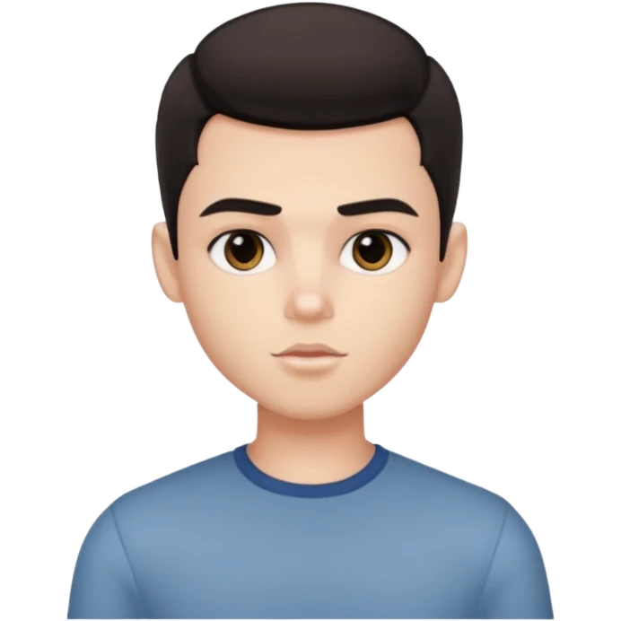 pretty handsome bratz man, black eyes,  short dark hair, dark eyes, pale skin, defined jawline emoji