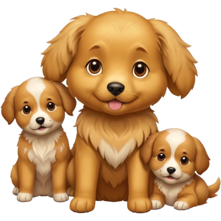 golden dog with its puppies emoji