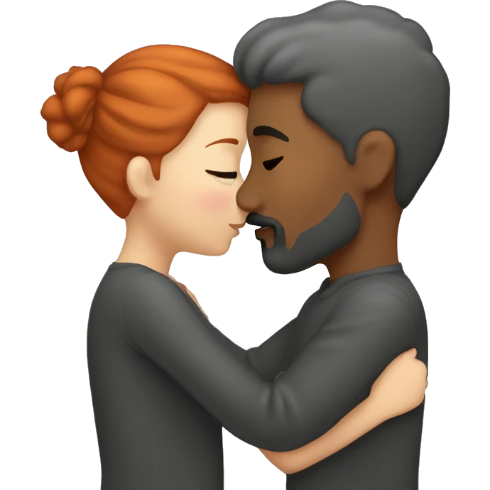 redhead kissing her boyfriend with dark gray hair and a goatee Hair emoji