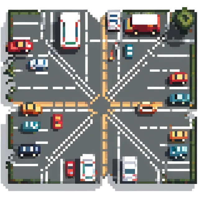 busy intersection with traffic emoji