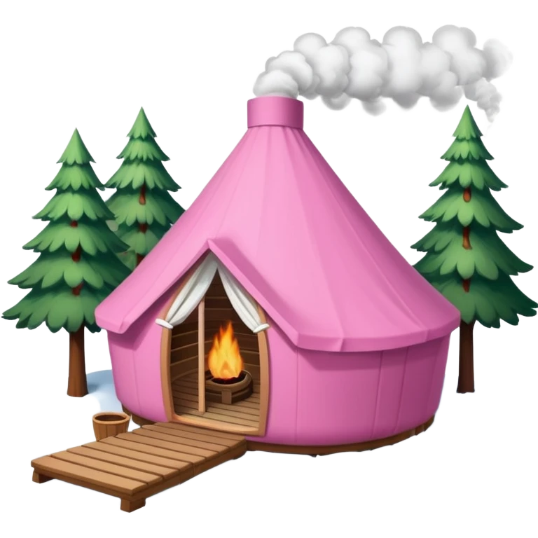 la tent that is a sauna and its smoke out the pipe try one with snow and trees around also pink
ag den mer som en rundt firkant og sort, også kan det stå SAUNA på pink emoji