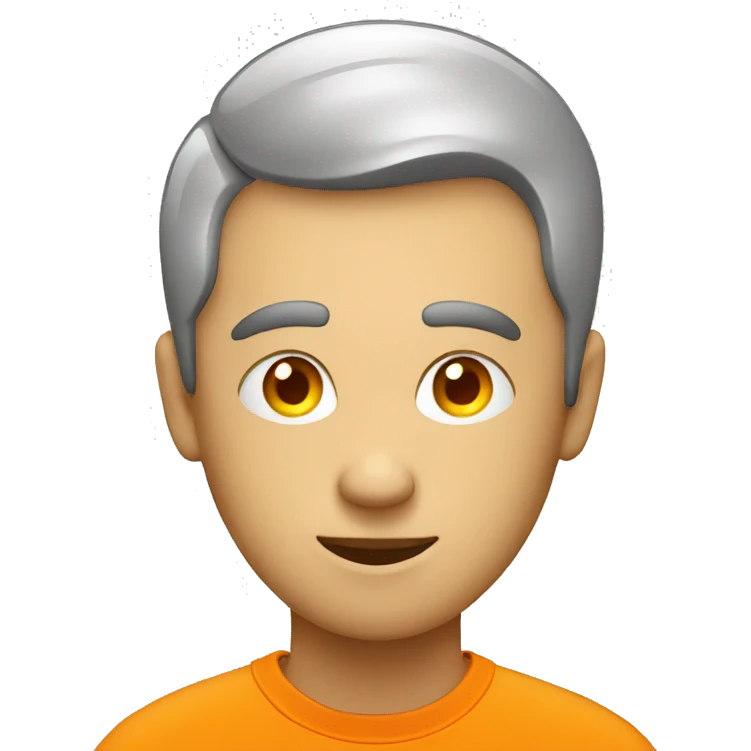 man with orange tshirt thinking light bulb emoji