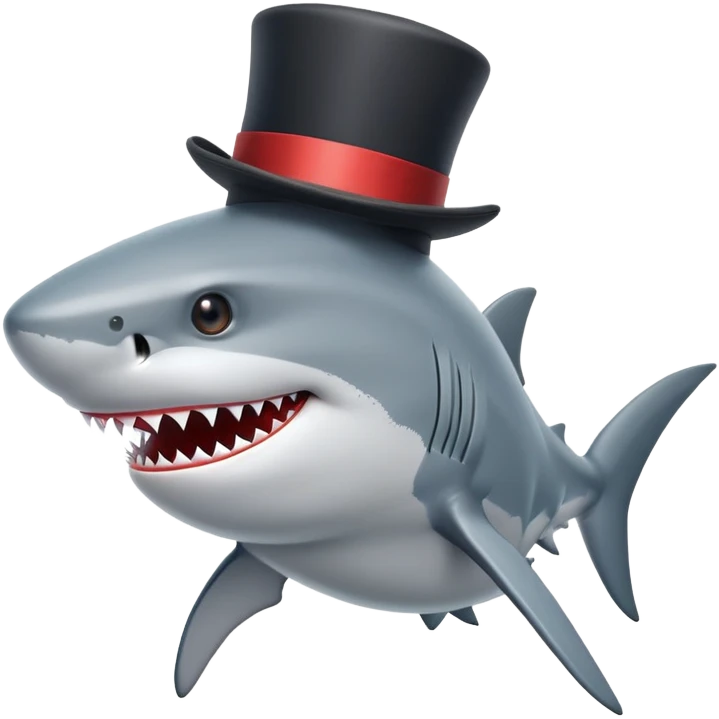 Shark with a top hat emoji