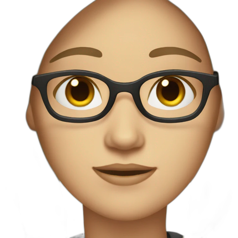 A white woman with glasses and long dark hair and brown eyes with a job emoji