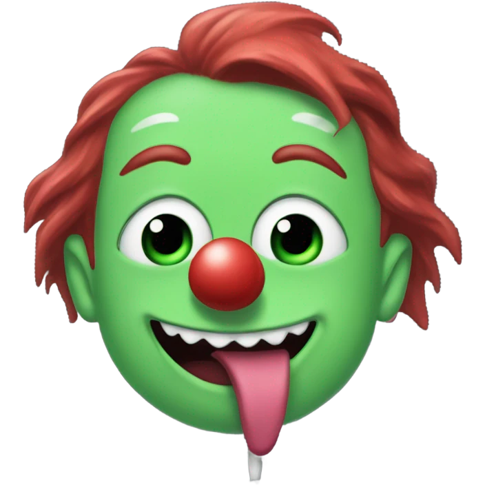 elon musk with a clown face and green nose with a dollar sign on it and puppy dog tongue and ears like an egirl emoji