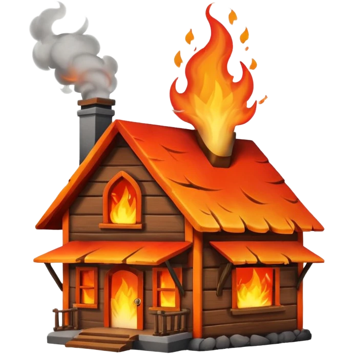 burning house front view emoji