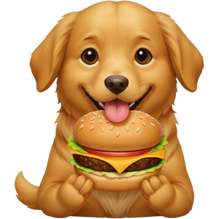 Um cão a comer um hambúrguer  emoji