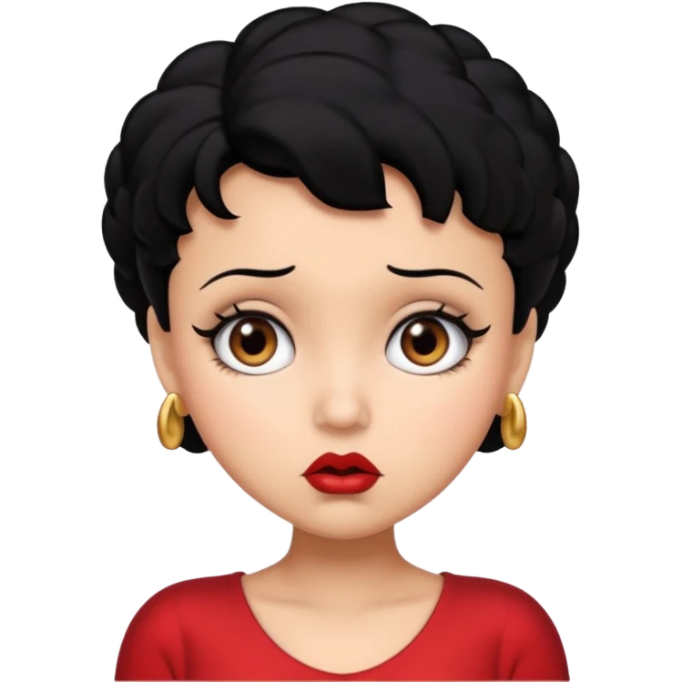 Do not change the face I already created, I want her with Betty boop face and black hair confused emoji