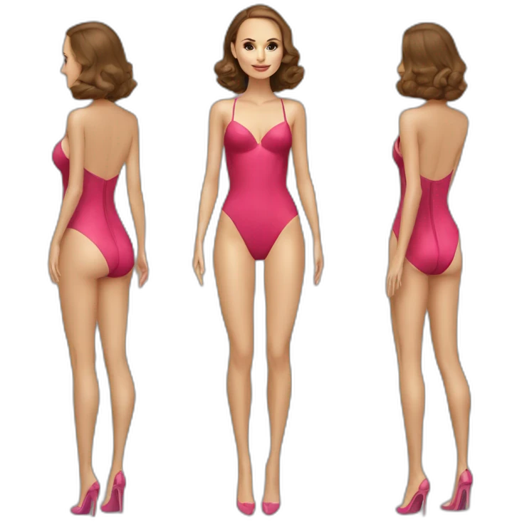 sexy natalie portman back on high heels swimming suit long legs posing relax emoji